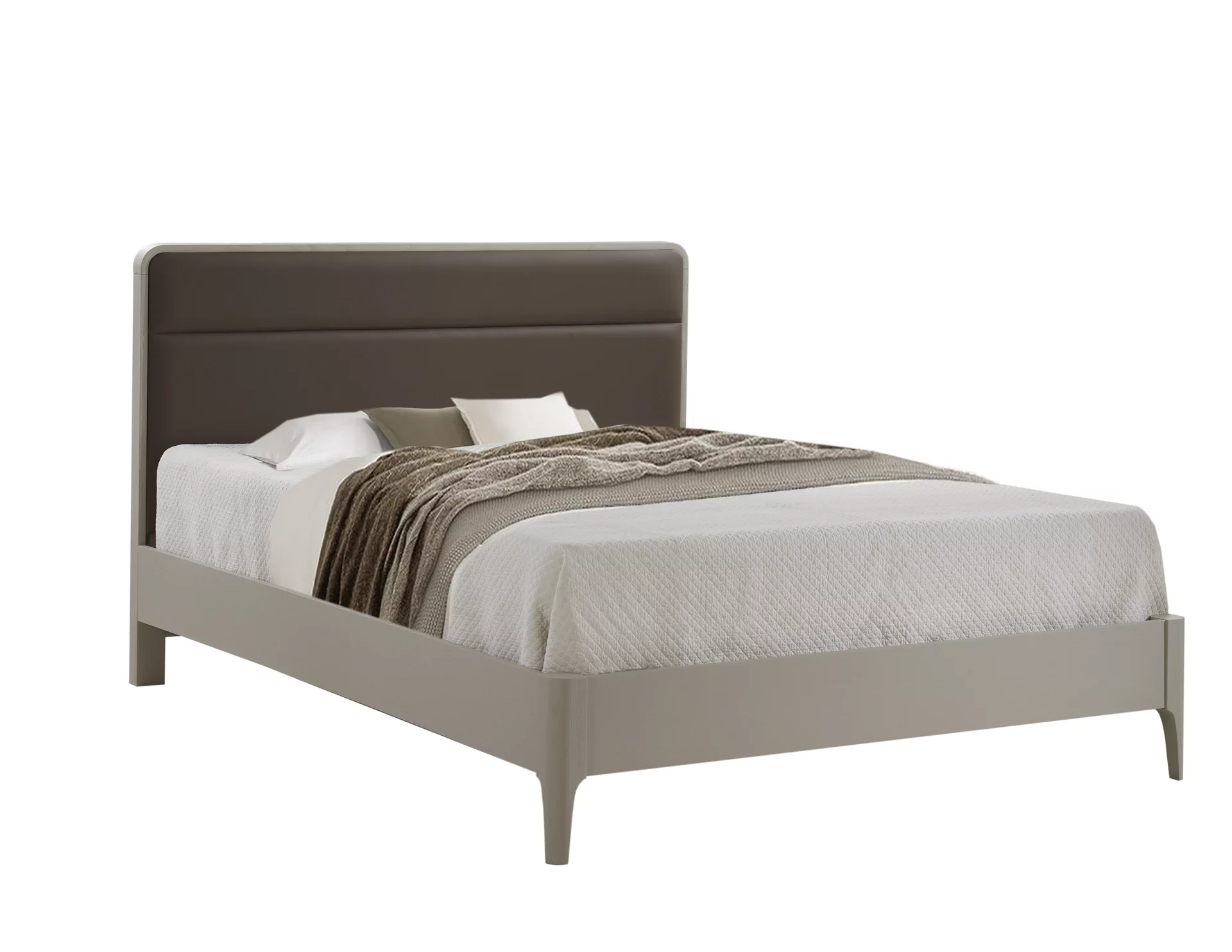 Palo Bed (low profile footboard) with Taupe Bonded Leather