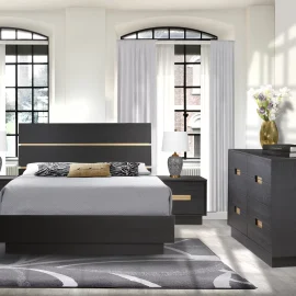 Como – Luxuriously Modern Style with Como Bed in Dusk and Como King 8 drawer dresser in Dusk and Como Nightstand in Dusk